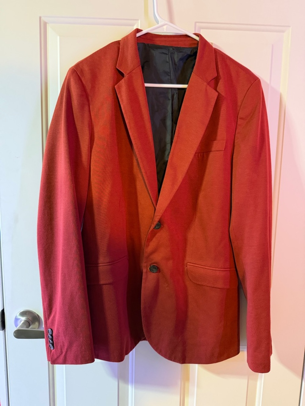 Zara Man Red Blazer - Classic Two-Button Suit Jacket- Large